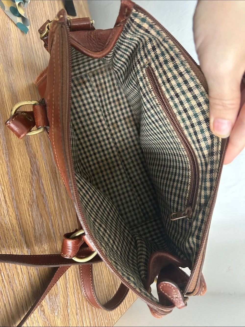 Ghurka Chestnut Brown Leather Satchel with Brass Hardware